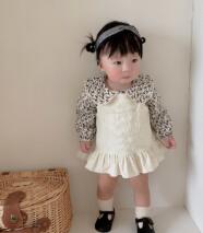 子供服★長袖シャツ+サロペットスカート★セットアップ★韓国風子供服★キッズ★80-130CM