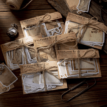 文具 シール貼紙 封口貼 アンティーク 手帳素材 幾何学ラベル 植物花蝶 雑貨 イラスト 30枚入