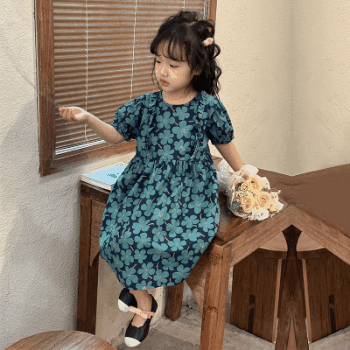 お勧め 春夏新作 韓国風 子供服 3-8歳女の子 半袖ワンピース フリル ワンピ 花柄 レトロ オシャレ夏 80-150