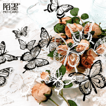 カフェ風 文具 素材紙 手帳素材 アンティーク 春夏新作 レース 蝶窓 花フラワー 月 イラスト 20枚入