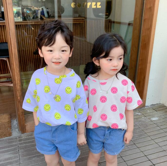 子供服★トップス★Tシャツ★キッズ★男女兼用★笑顔★韓国風子供服★2色★80-140CM