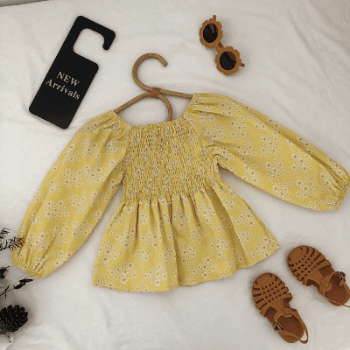 お勧め 春夏新作 韓国風子供服 3-8歳女の子 長袖上着 フリル ブラウス 小花柄 プルオーバー  90-140