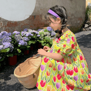 お勧め 春夏新作 韓国風子供服 女の子 チューリップ シフトドレス 花柄 ワンピース 半袖ワンピ 90-140