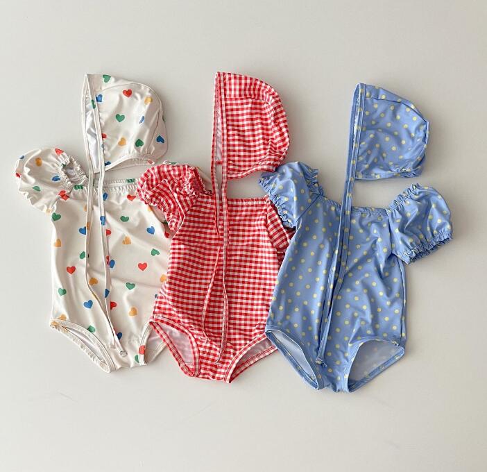 子供服★水着+帽子★韓国風子供服★ベビー★可愛い★3色★66-100CM