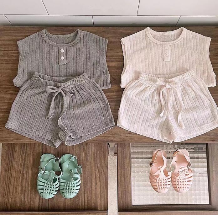 子供服★トップス+パンツ★セットアップ★韓国風子供服★ベビー★ノースリーブ★2色★73-100CM