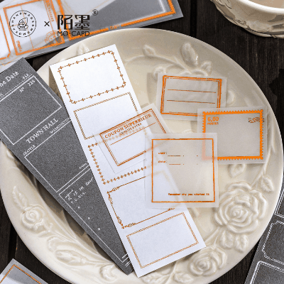 カフェ風 素材紙メモ紙 アンティーク  ペーパー ラベル 幾何学 植物花葉 星月 15枚入