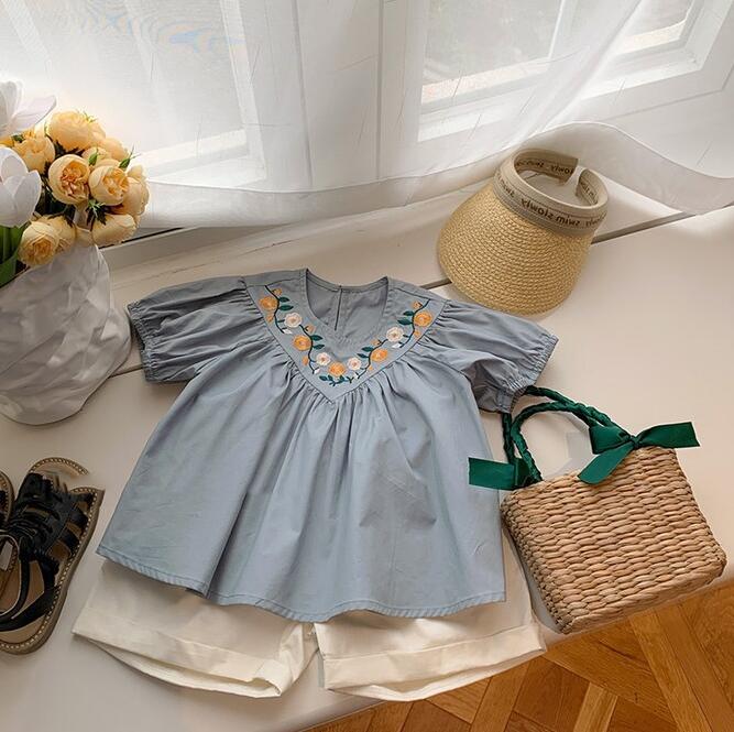 子供服★トップス+パンツ★セットアップ★韓国風子供服★キッズ女の子★刺繍★7-15#