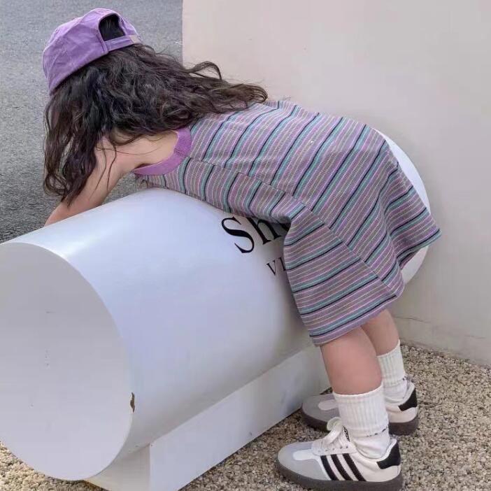 子供服★ワンピース★袖なし★韓国風子供服★キッズ女の子★ストライプ★90-140CM