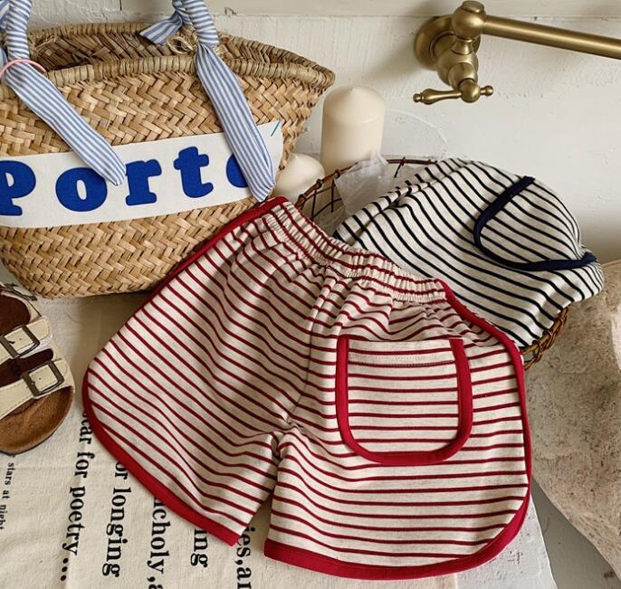 子供服★ボトムス★ショートパンツ★韓国風子供服★キッズ★男女兼用★ストライプ★2色★80-130CM