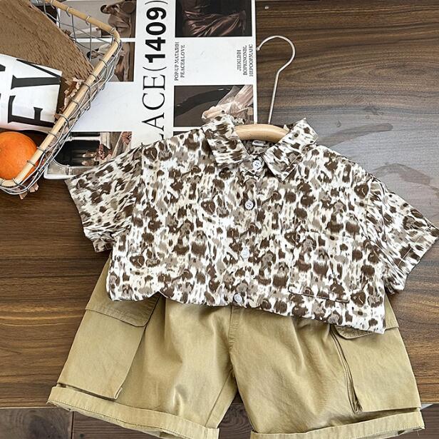 子供服★ワイシャツ★トップス★韓国風子供服★キッズ男の子★レオパード★90-140CM