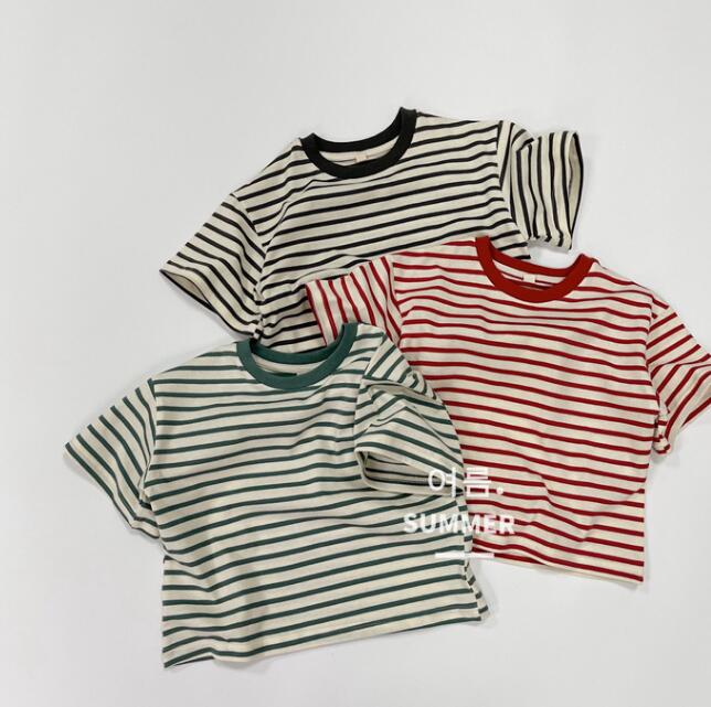 子供服★トップス★Tシャツ★ストライプ★韓国風子供服★キッズ★男女兼用★3色★80-130CM