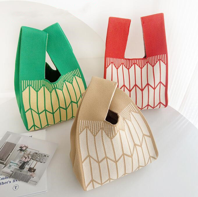 バッグ★レディース★トートバッグ★ハンドバッグ★ニットバッグ★大容量★3色