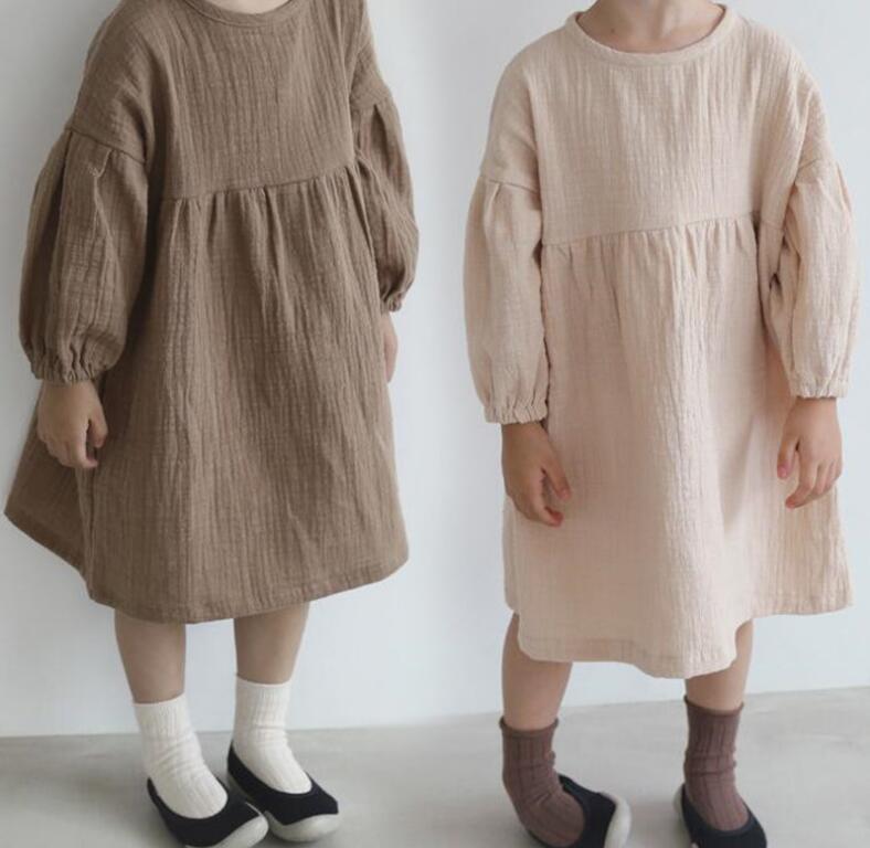 2023年秋新品★★子供 　綿麻　ワンピース★2色