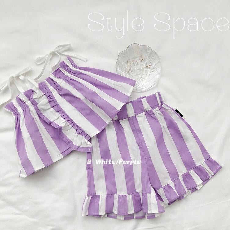 子供服★トップス+パンツ★セットアップ★韓国風子供服★キッズ女の子★袖なし★90-140CM