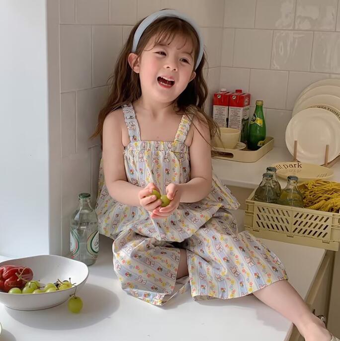 子供服★トップス+ズボン★セットアップ★韓国風子供服★キッズ女の子★袖なし★90-140CM