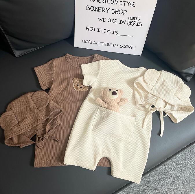 子供服★ロンパース+帽子★連体服★韓国風子供服★ベビー★可愛い★2色★66-90CM