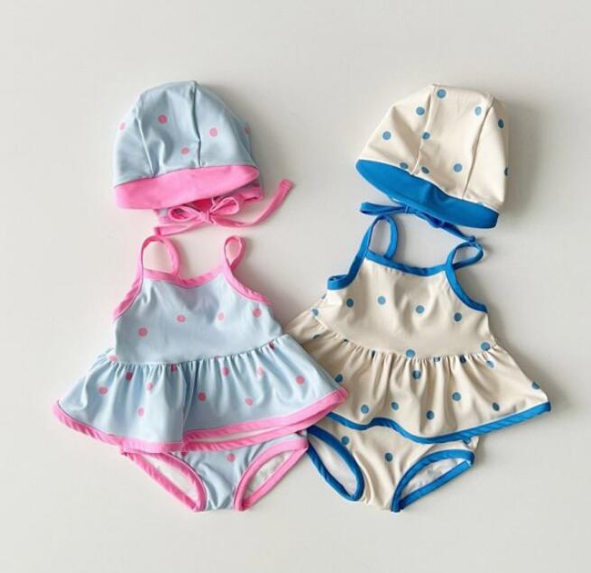 子供服★水着セット★トップス+パンツ+帽子★韓国風子供服★キッズ女の子★2色★80-130CM