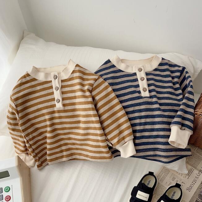初秋★子供服★トップス★Tシャツ★ストライプ★韓国風子供服★キッズ★男女兼用★2色★73-130CM