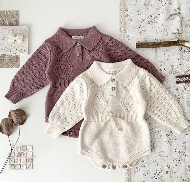 2023秋新品Cu★ベビー服★ニットロンパース★66-90cm★2色