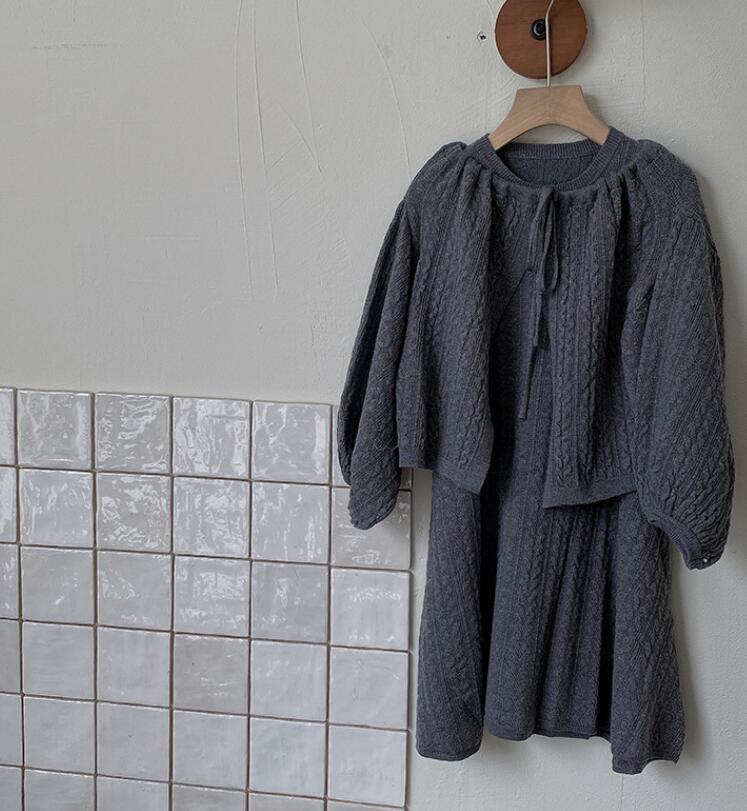 2023秋新品★子供服　カーディガン+ワンピース　セット★90-140cm★