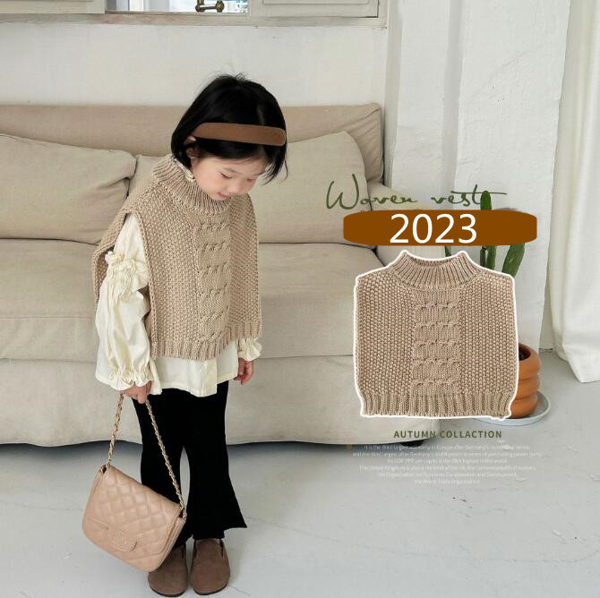 子供服★トップス★チョッキ★韓国風子供服★キッズ女の子★ニット★90-140CM