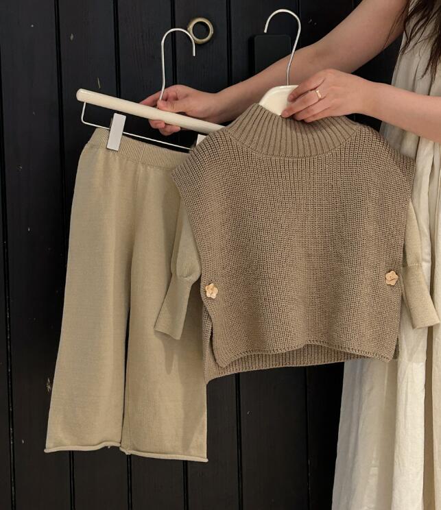 2023秋新品★子供服　ベスト+セーター+ズボン　セット★90-140cm★