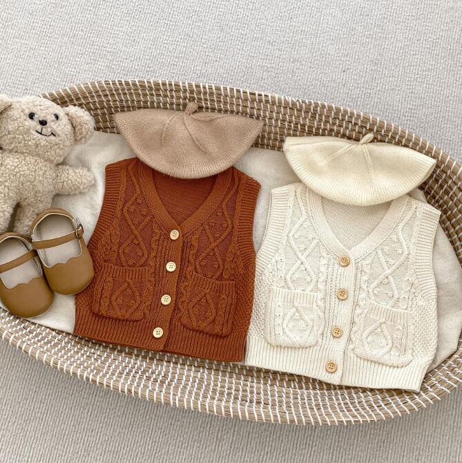 子供服★トップス★ニット★ベスト★韓国風子供服★ベビー★カーディガン★2色★66-100CM