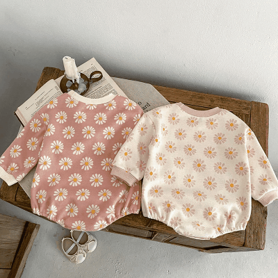 秋冬新作 ユニセックス 連体服 花柄 オシャレ ゆったり ロンパース カバーオール 66-90