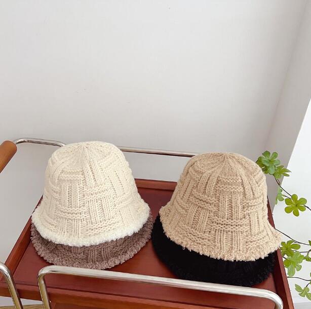 子供用★帽子★キッズ★バケットハット★韓国風★ニット帽子★親子★毛糸★無地★4色