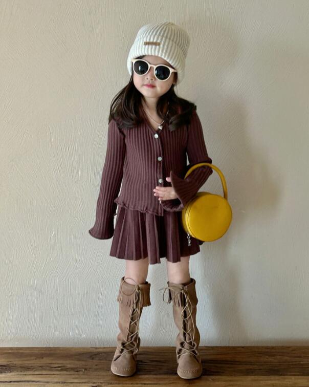 2023秋新品★子供服　カーディガン+スカート　セット★90-140cm★