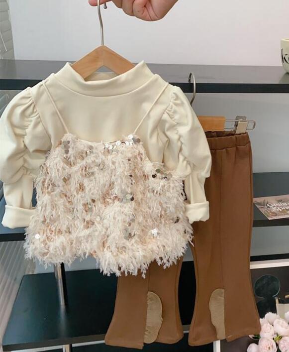 2023秋新品★子供服　トップス+吊りベスト&ズボン分けて★90-130cm★