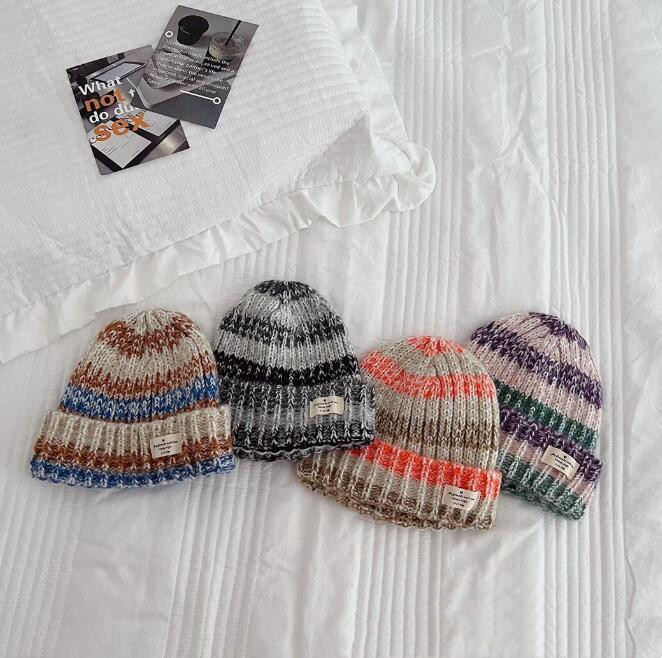 「2023秋冬」子供用★帽子★キッズ★ベビー★韓国風★ニット帽子★男女兼用★毛糸★4色