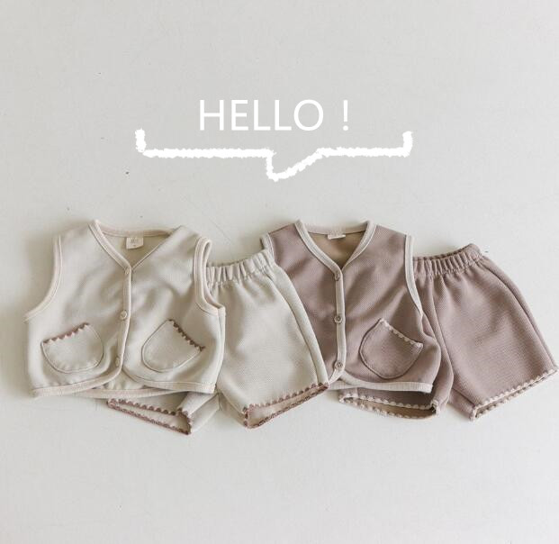 「2023秋」子供服★トップス+ズボン★セットアップ★韓国風子供服★袖なし★2色★73-120CM