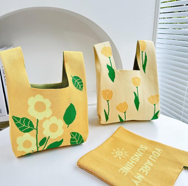 バッグ★レディース★トートバッグ★ハンドバッグ★ニットバッグ★大容量★2色