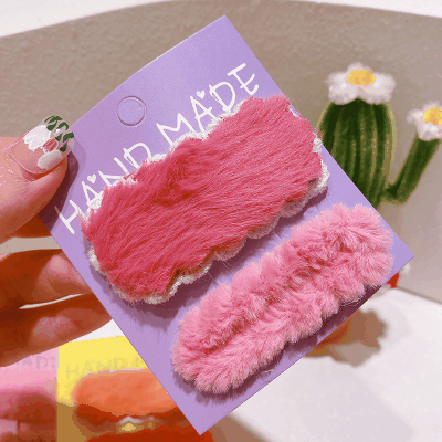 ロリータ ヘアオーナメント レディース ガールズ冬 ヘアピン ヘアクリップ 秋冬新作 ボア シンプル 2枚入