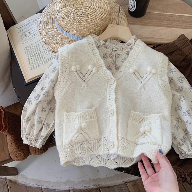 「2023秋」子供服★トップス★ベスト★長袖シャツ★韓国子供服★キッズ女の子★2色★90-130CM