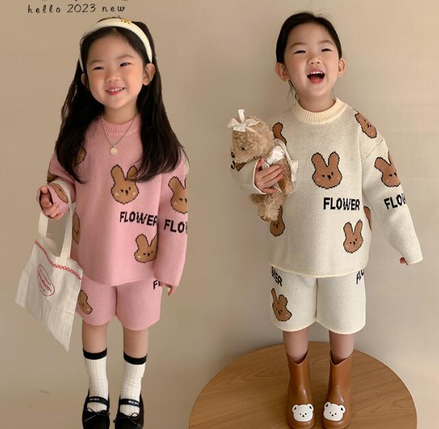 2023秋冬★子供服　ニットトップス+ズボン　セット★90-140cm★2色