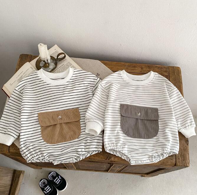 「2023秋」子供服★ロンパース★連体服★ストライプ★長袖★可愛い★2色★66-90CM