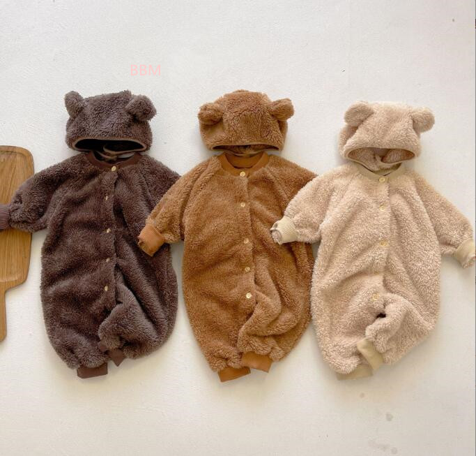 2023★秋冬新作★韓国風ベビー服★連体服+帽子★厚手★2色66-100CM