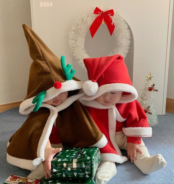 2023★秋冬新作★韓国風ベビー服★マント★裏起毛★厚手★クリスマス★3色73-100CM