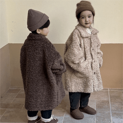 秋冬 ナチュラル系 ユニセックス モコモコボア ロングジャケット 厚手 コート上着 エコファー 80-150