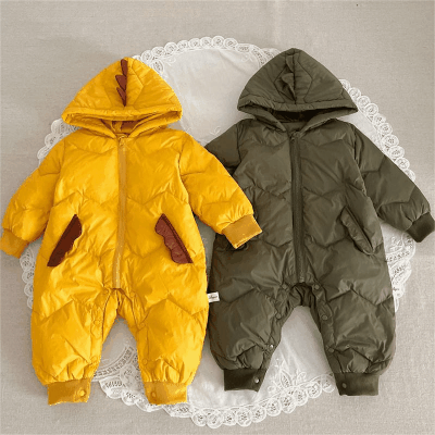 秋冬新作 ユニセックス 連体服 ダウン アヒル羽 防寒 厚手 フード付ロンパース カバーオール 66-100