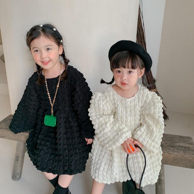 子供服★ワンピース★長袖★無地★韓国風子供服★キッズ女の子★2色★80-130CM