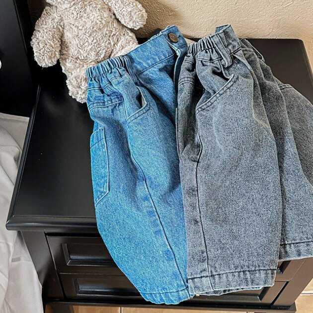 子供服★七分丈パンツ★デニム★ジーンズ★ズボン★韓国風子供服★男女兼用★2色★80-130CM