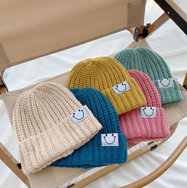 子供用★帽子★キッズ★男女兼用★暖かい★防寒★ニット帽子★笑顔★14色