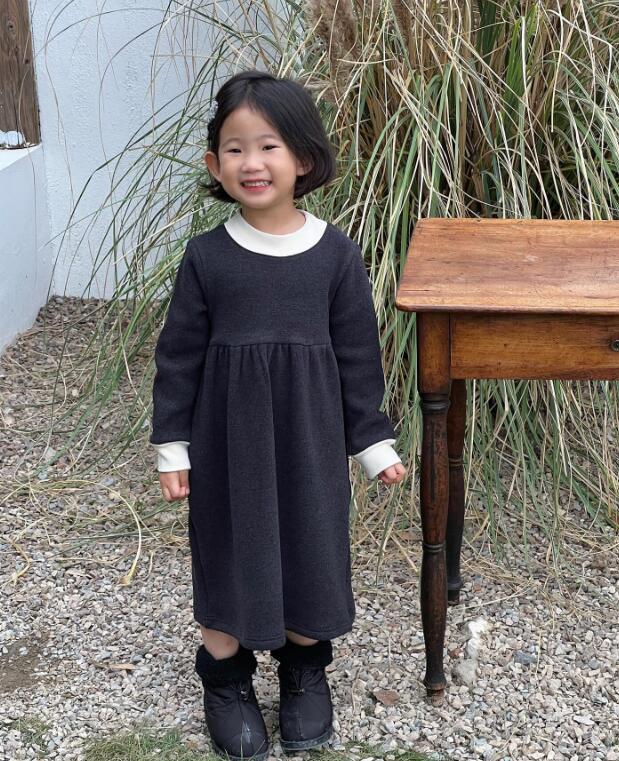 2023秋冬J★子供服　裏起毛付きワンピース★80-140cm★