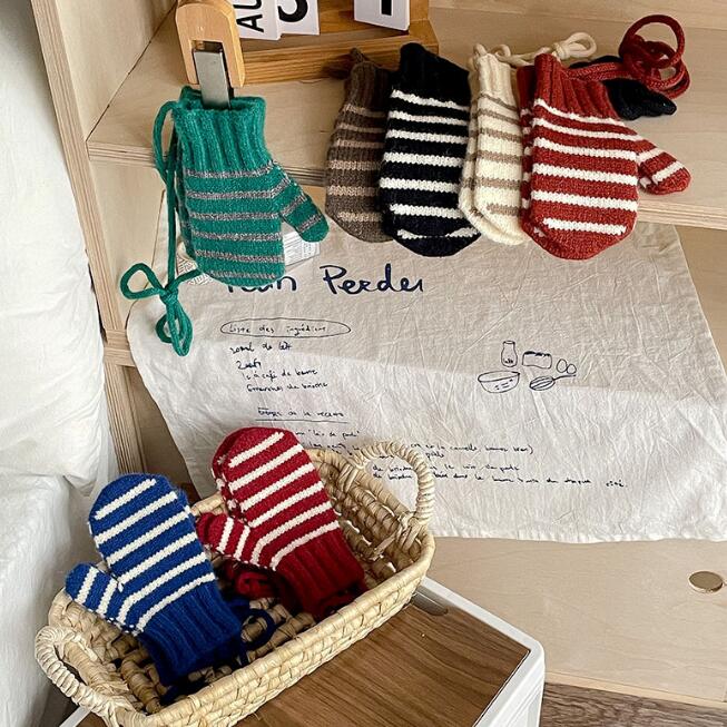 手袋★子供用手袋★男女兼用★防寒★キッズ★暖かい★ストライプ★可愛い★6色