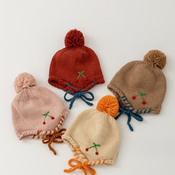 子供用★帽子★ベビー★ニット帽子★耳カバー★韓国風★男女兼用★無地★4色