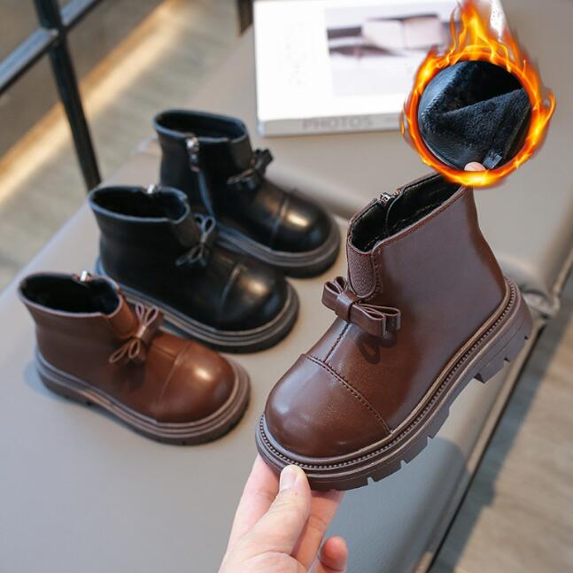 靴★子供靴★シューズ★ショートブーツ★キッズ女の子★裏起毛★2色★23-36#