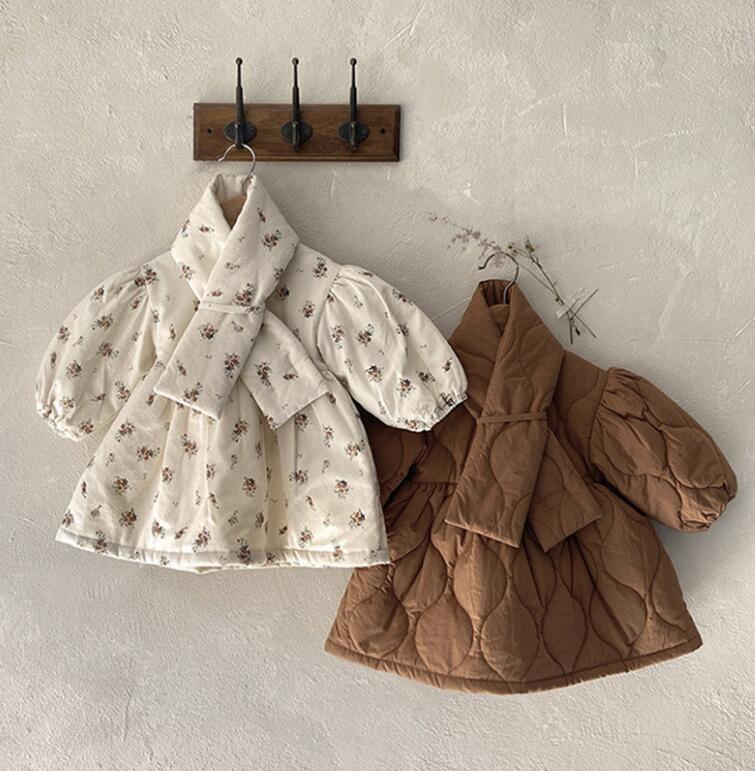 2023★秋冬新作★韓国風子供服★ワンピース★厚手★マフラー★73-100CM